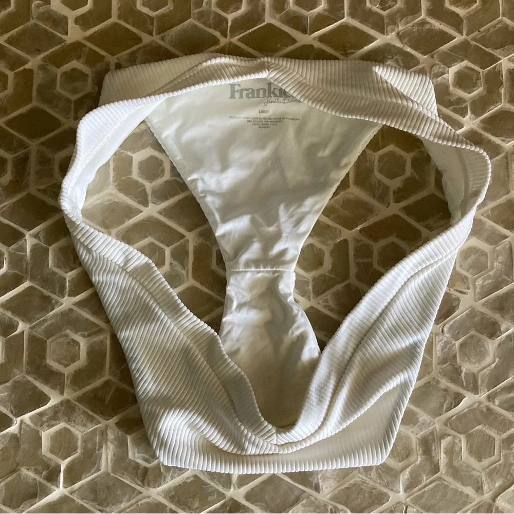 Frankies Bikinis white Enzo Ribbed Bikini Bottoms